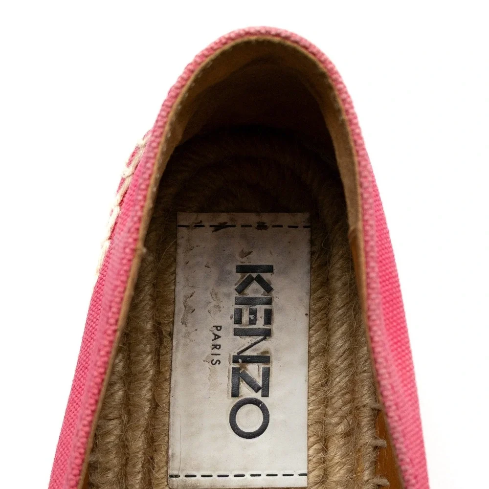 Kenzo Paris Hot Pink Embroidered Tiger Espadrilles Size EU 39/US 9 Women's Flats